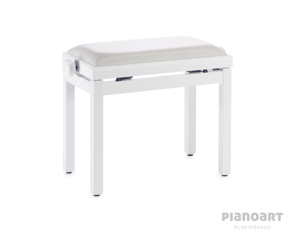 Klavierbank Stagg BP39 Weiß matt und weißer Kunstleder Bezug