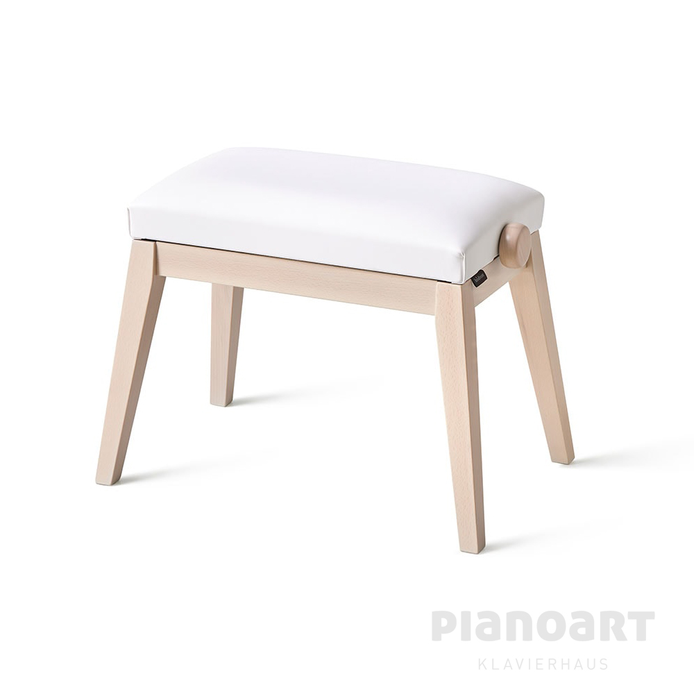 Hidrau Kobe BG50 Klavierbank in Esche und weißem Kunstleder